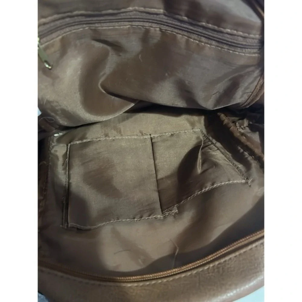Brown Faux Leather‎ Backpack Bag Purse 10